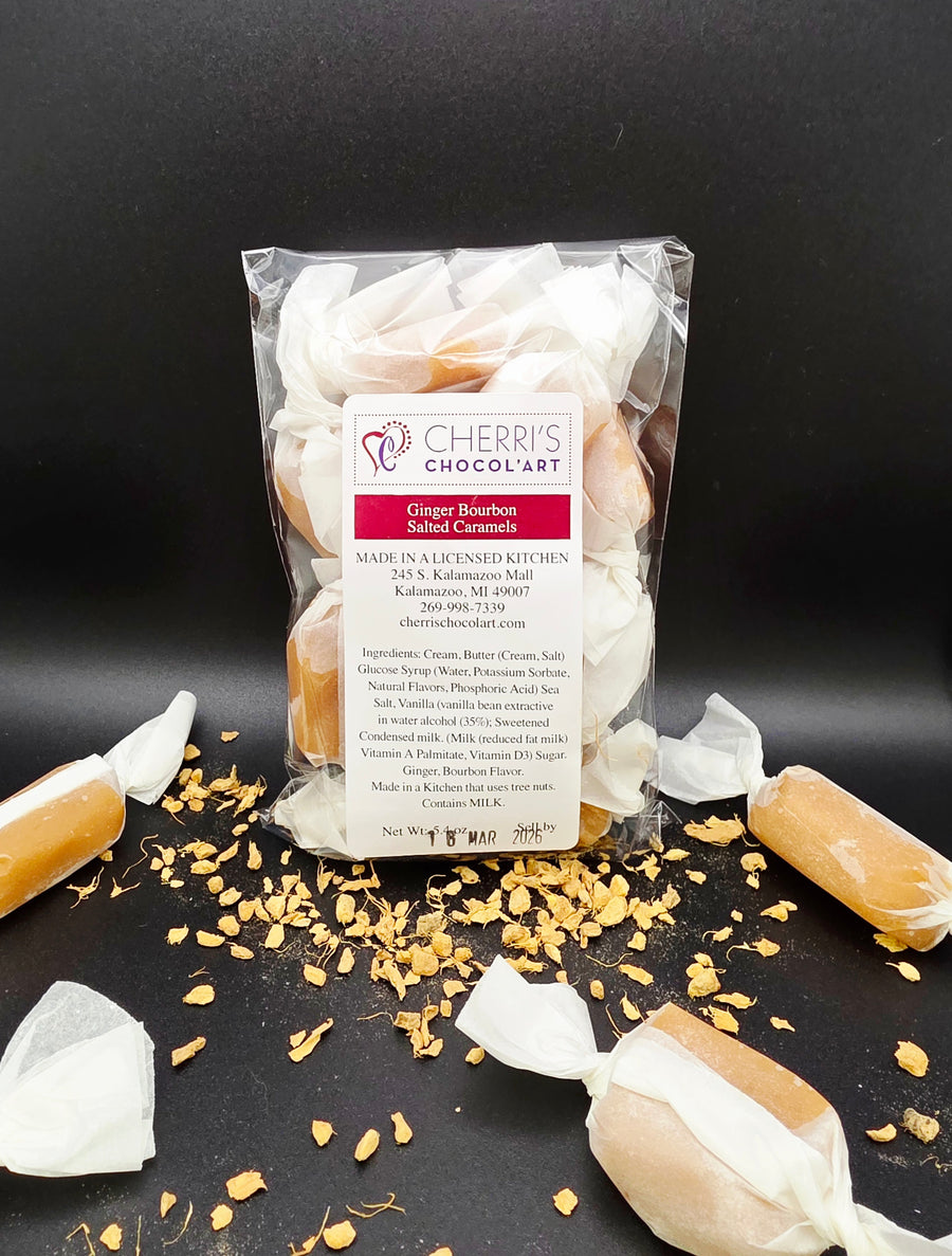 Ginger Bourbon Salted Caramels